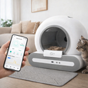 Connected self-cleaning litter box