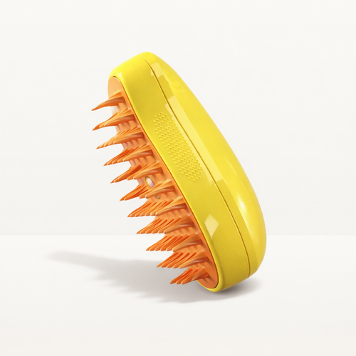 Brosse brumisante jaune pour chien et chat
