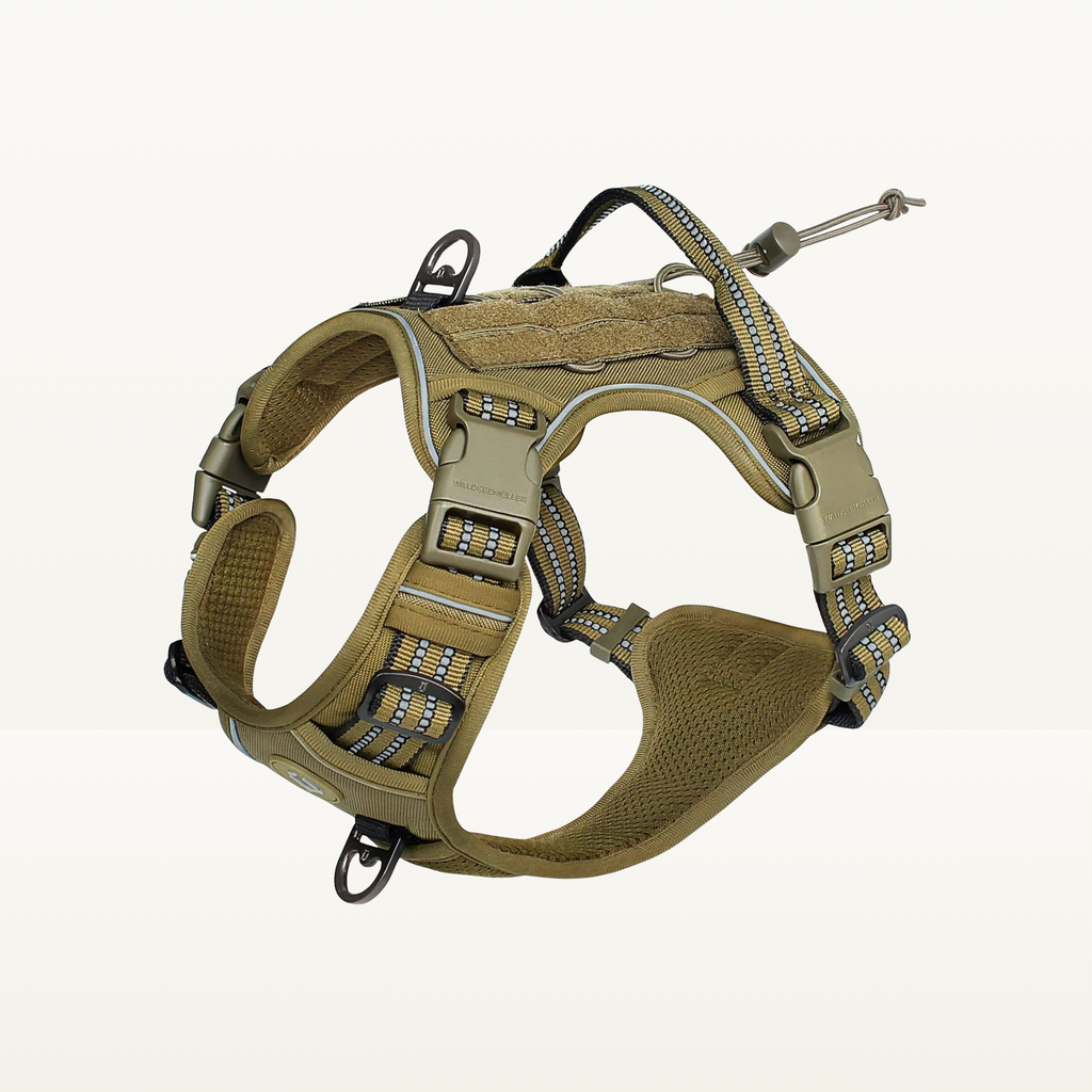 Tactical Dog Harness, No-Pull Dog Harness, Adjustable Breathable MOLLE Vest Harness for Medium and Large Military Reflective Dogs