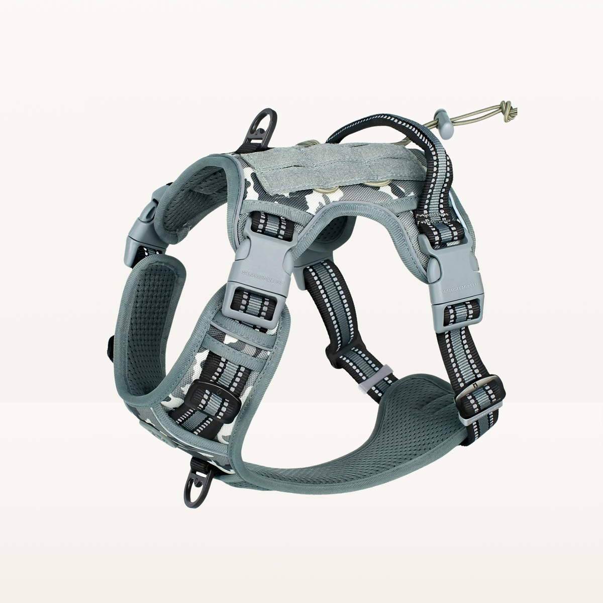 Tactical Dog Harness, No-Pull Dog Harness, Adjustable Breathable MOLLE Vest Harness for Medium and Large Military Reflective Dogs