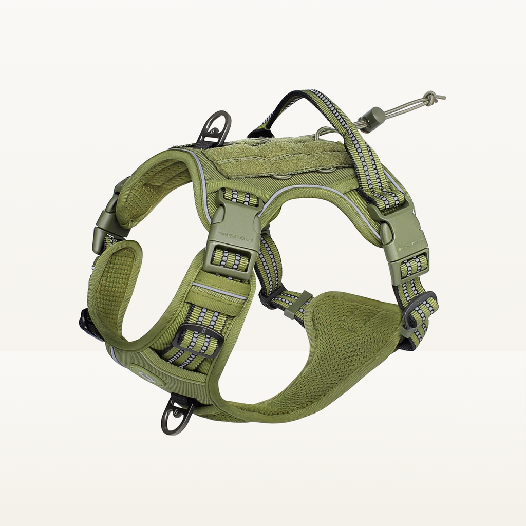 Tactical Dog Harness, No-Pull Dog Harness, Adjustable Breathable MOLLE Vest Harness for Medium and Large Military Reflective Dogs