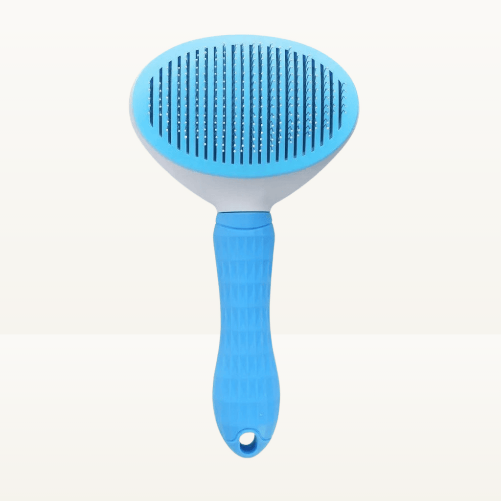 Brosse auto-nettoyante bleue pour chien et chat