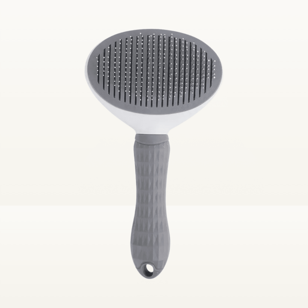 Brosse auto-nettoyante grise pour chien et chat