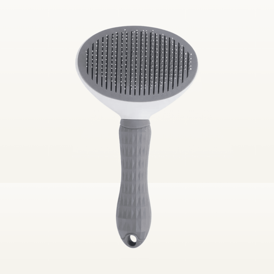 Brosse auto-nettoyante grise pour chien et chat