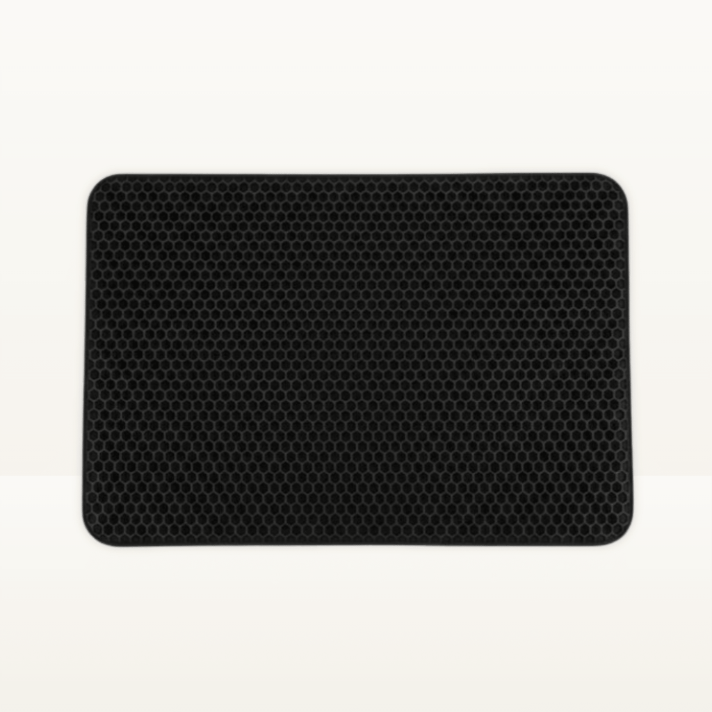 Tapis de litière noir double couche pour chat